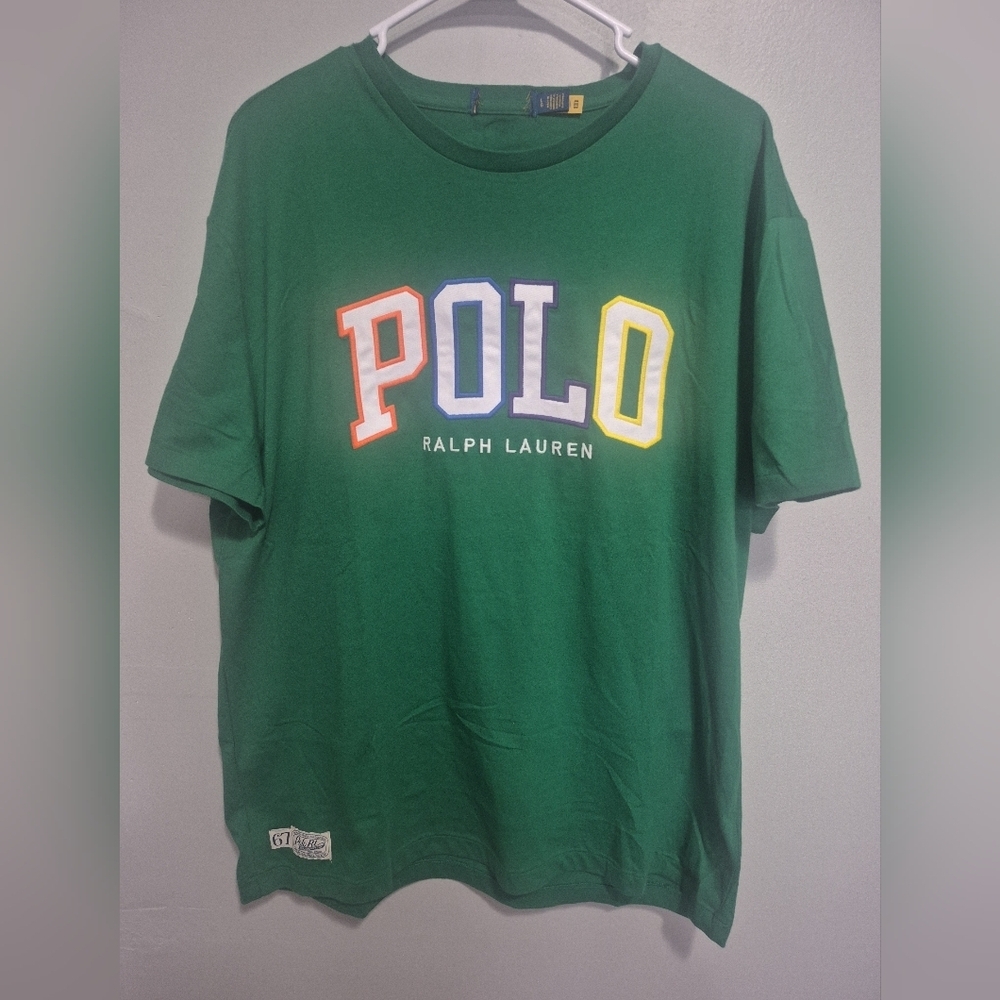 Polo Ralph Lauren POLO Logo T Shirt Green Multicolor Spellout - Picture 2 of 5
